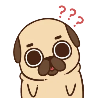 ❓ หมา, สัตว์, ปั๊ก, คำถาม, สับสน, น่ารัก, การ์ตูน whatsapp sticker