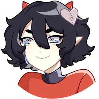 🥲 anime, cartoon, crying, emotion, character, heart telegram sticker