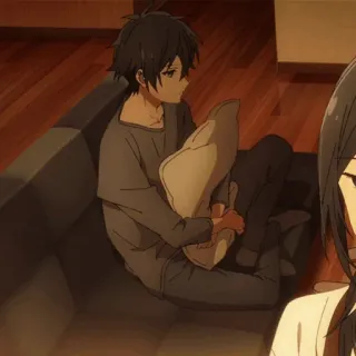 🌚 anime, chico, sofá, sentado, almohada telegram sticker