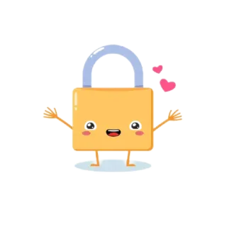 😍 자물쇠, 자물통, 보안, 보호, 만화, 귀여운, 하트 whatsapp sticker