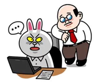🙄 lapin, bureau, patron, énervé, dessin animé, personnage, homme d'affaires telegram sticker