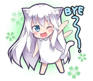 ✋ BYE Anime, Chica gato, Kawaii, Lindo, Saludando, Despedida whatsapp sticker