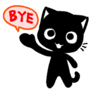 🚶 BYE goodbye, cat, saying goodbye, cartoon, text telegram sticker