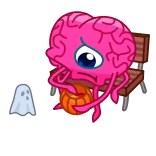๐ brain, organ, human body part, sad, basketball, cartoon telegram sticker