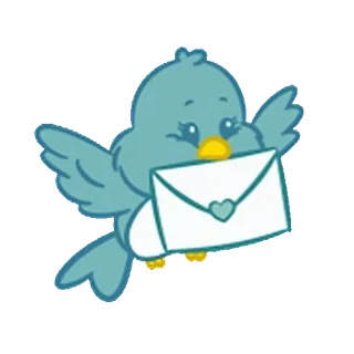 😊 鳥, 手紙, 郵便, かわいい, 漫画, 動物, 封筒 whatsapp sticker
