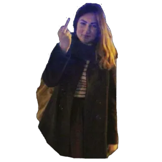 👎 dedo corazón, gesto ofensivo, mujer, adulto telegram sticker