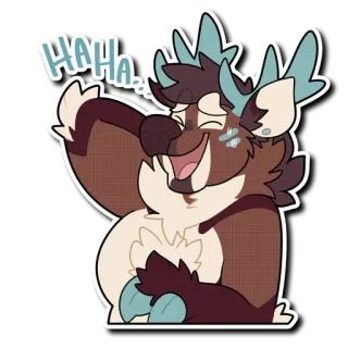 😅 HAHA... rire, cerf, dessin animé, poilu, bois, joyeux telegram sticker
