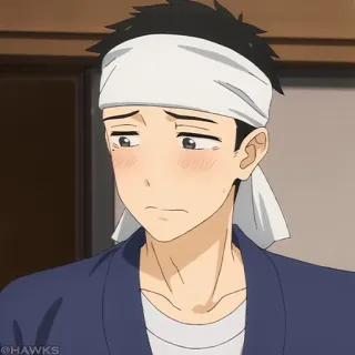 🎎 Anime, Mâle, Triste, Contrarié, Bandana telegram sticker