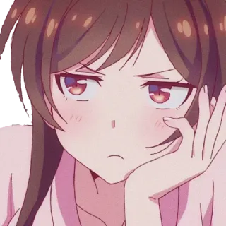 🥱 Anime, Cô gái, Dễ thương, Không hài lòng, Bực bội, Manga whatsapp sticker