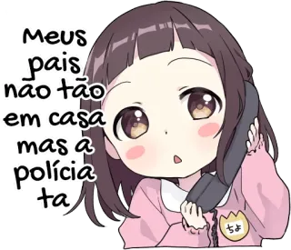 😠 Meus pais não tão em casa mas a polícia ta Anime, Chibi, Polizei, Mädchen, Anruf whatsapp sticker