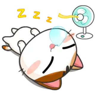 😴 猫, 睡眠, 扇風機, 可愛い, 怠惰 telegram sticker