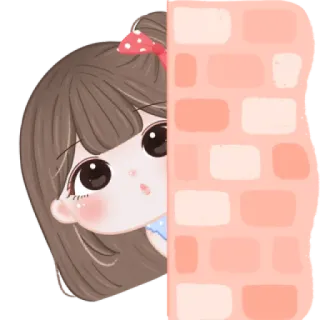 🍓 卡通, 动漫, 女孩, 墙, 可爱 telegram sticker