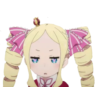😑 Beatrice Re:Zero Аниме, Девушка, Блондинка, Хвостики, Раздраженная, Милая telegram sticker