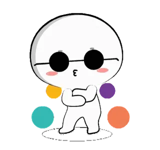 😎 Dessin animé, Personnage, Lunettes, Blanc, Sticker, Pose telegram sticker