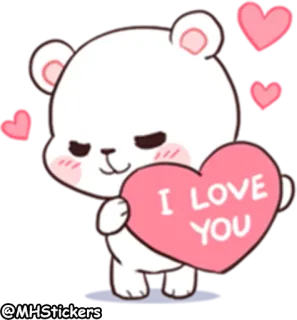 💝 I LOVE YOU oso, corazón, amor, lindo, pegatina whatsapp sticker