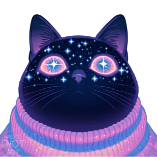 🐱 cat, galaxy, stars, space, purple, animal telegram sticker
