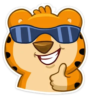😎 Dessin animé, Animal, Ours, Lunettes de soleil, Pouce levé, Mignon telegram sticker