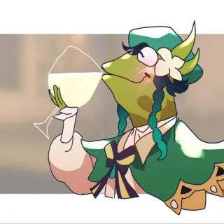 🍸 rana, vino, bere, carino, cartone animato telegram sticker