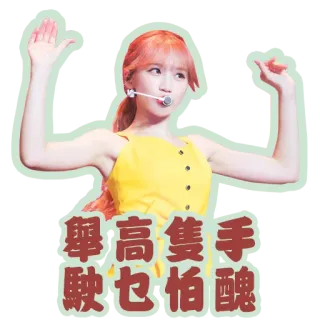 🙌 舉高雙手 駛乜怕醜 pessoa, mulher, adesivo, chinês, texto whatsapp sticker