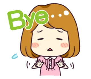 👋 Bye cartoon, girl, waving, goodbye, bye whatsapp sticker