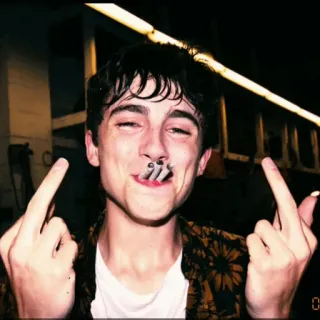 💰 dedo do meio, cigarro, adolescente, gesto ofensivo, fumando telegram sticker