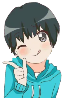 😜 Anime, Junge, Niedlich, Zwinkern, Zunge telegram sticker