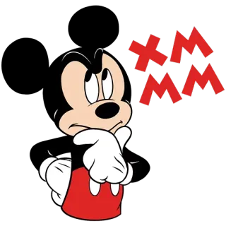 🤔 Mickey Mouse xm mm Mickey Mouse, desenho animado, Disney, pensando, irritado whatsapp sticker