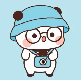 📸 Panda, Cartone animato, Fotocamera, Carino, Cappello, Occhiali telegram sticker