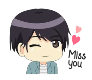 😉 Miss You mi manchi, carino, cartone animato, cuori, amore, saluto telegram sticker