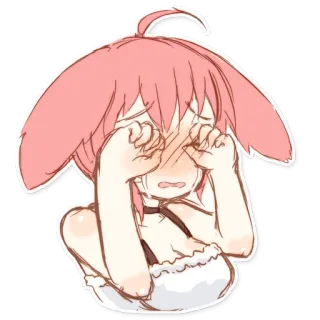 😭 khóc, anime, manga, buồn, nhân vật, nước mắt, tóc hồng telegram sticker