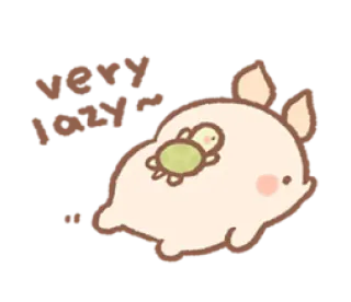 😴 very lazy ~ ขี้เกียจ, น่ารัก, เต่า, กระต่าย, สัตว์, คาวาอิ, การ์ตูน telegram sticker