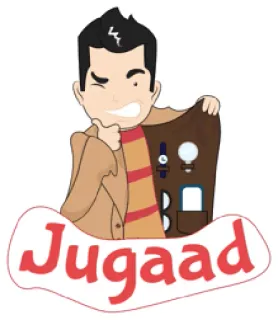 😏 Jugaad cartone animato, jugaad, pollice in su, innovazione, artigianale whatsapp sticker