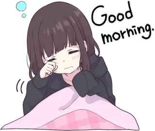 😴 Good morning. anime, girl, good morning, sleepy, kawaii telegram sticker