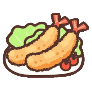 😊 camarón, tempura, comida, comida japonesa, mariscos, frito, dibujo animado whatsapp sticker