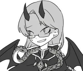 🤪 Anime, Démon, Serpent, Lunettes, Cornes, Dessin animé telegram sticker