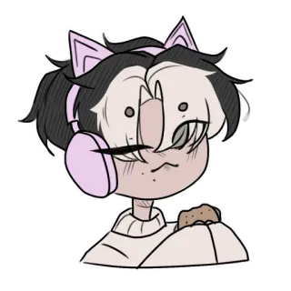 🍎 Dibujos animados, Orejas de gato, Auriculares, Snack, Anime, Personaje whatsapp sticker