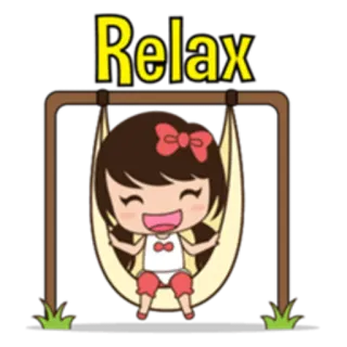 😀 Relax ผ่อนคลาย, ชิงช้า, การ์ตูน, น่ารัก, มีความสุข, ผู้หญิง telegram sticker