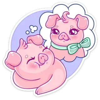 💭 schwein, traum, tier, süß, cartoon, rosa, sticker telegram sticker