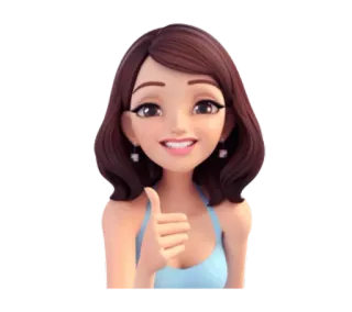 👍 Dibujo animado, Mujer, Pulgares arriba, Aprobación, Positivo, Sonrisa telegram sticker