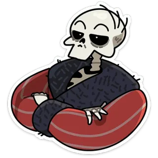 🙄 skeleton, bored, cartoon, humor, death, bones telegram sticker