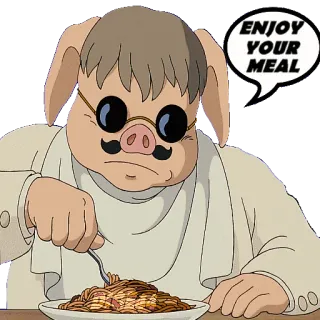 🍝 ENJOY YOUR MEAL cerdo, comida, alimento, comiendo, espagueti, bigote telegram sticker