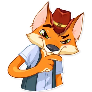 🤔 fuchs, tier, cartoon, figur, hut, süß whatsapp sticker