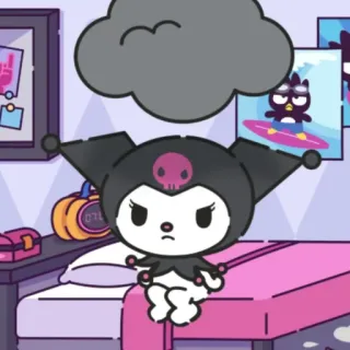 🕸 Kuromi kuromi, sanrio, angry, cute, cartoon, bedroom telegram sticker