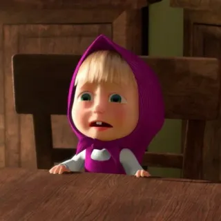 😬 Masha Masha and the Bear cartoon, huilen, verdrietig, meisje, animatie telegram sticker