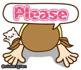 ☺ Please cute, request, kawaii, girl, cat, pleading telegram sticker