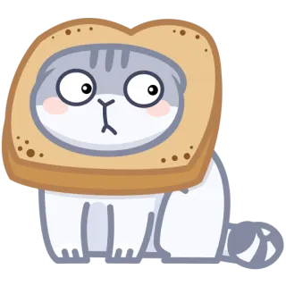 🍞 gato, pão, animal, fofo, torrada telegram sticker