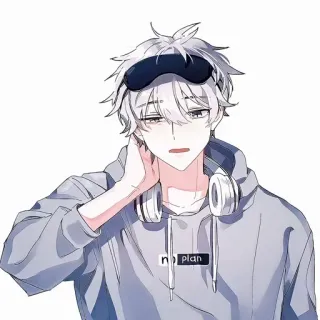 😳 no plan anime, cartoon, character, hoodie, headphones, sleep mask telegram sticker
