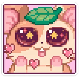 🤩 ハムスター, 可愛い, カワイイ, 動物, ステッカー, ピクセルアート, ハート telegram sticker