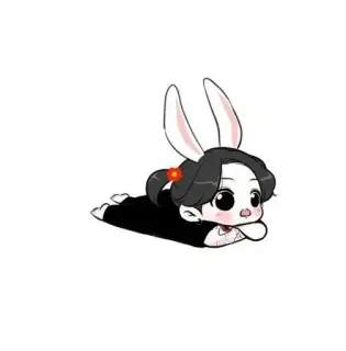 🍃 Hase, niedlich, Chibi, Cartoon, Tierohren, Kawaii telegram sticker