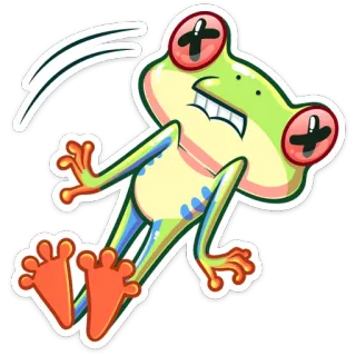 😬 rana, cartone animato, animale, adesivo, anfibio, rana dagli occhi rossi telegram sticker